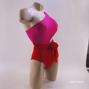 Beach Riot, medium, G9V188, pink and red one piece bikini